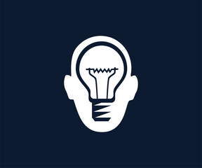 LIGHT BULB IDEAS LOGO, silhouette of smart brain vector illustrations