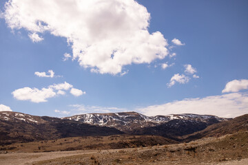 Caucasus mountains covered with snow.