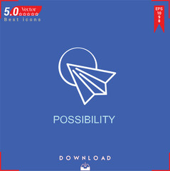 POSSIBILITY icon vector on blue background. Simple, isolated, flat icons, icons, apps, logos, website design or mobile apps for business marketing management,
UI UX design Editable stroke.EPS10