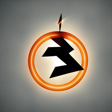 Illuminated logo with black lightning rod isolated. Generative AI