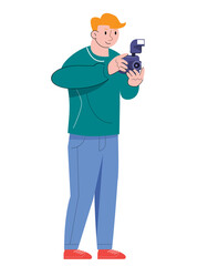 character with camera take a photo