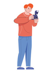 character with camera take a photo