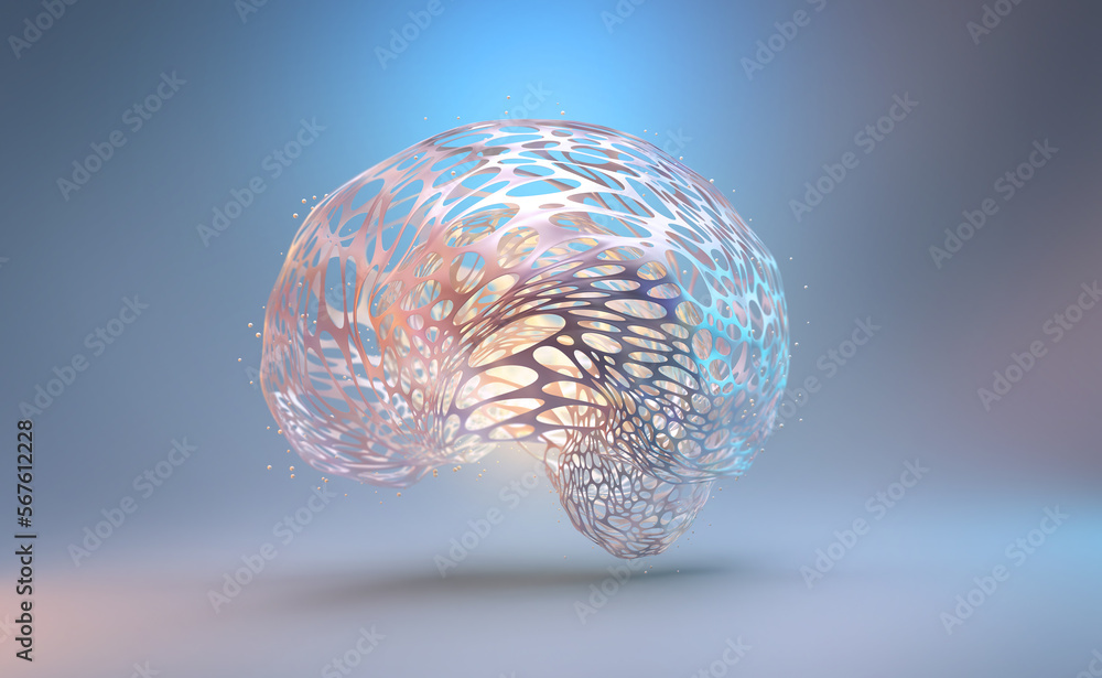 Aufkleber development of artificial intelligence. synthetic brain, ai, mind, neural network 3d illustration