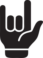 Hand icon symbol in black vector image , illustration of the human finger
