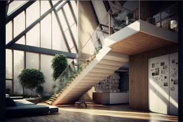Obraz premium Modern Visionary Interior Design Concept with Futuristic Architecture concept. Ai generated