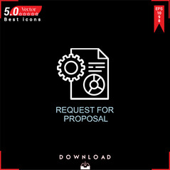 REQUEST PROPOSAL icon vector on black background. Simple, isolated, flat icons, icons, apps, logos, website design or mobile apps for business marketing management,
UI UX design Editable stroke. EPS10