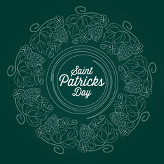 saint patricks day background with abstract elements of hops and shamrocks inflorescence