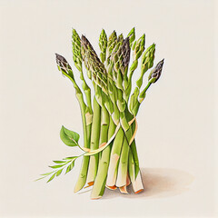Illustration of aspargus on blank background. generative ai