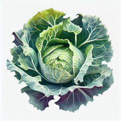 Obraz premium Illustration of a cabbage on blank background. generative ai