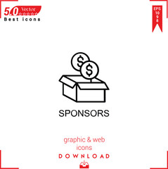 SPONSORS icon vector on white background. Simple, isolated, flat icons, icons, apps, logos, website design or mobile apps for business marketing management,
UI UX design Editable stroke.EPS10 
