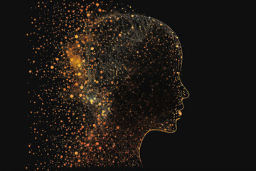 Human Head artificial intelligence neural network concept art for a wallpaper or website Generative AI