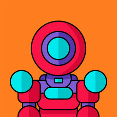 Full color and cute robot vector illustration