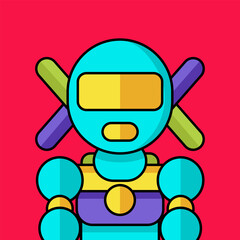 Full color and cute robot vector illustration