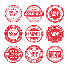 set of sold out label badges