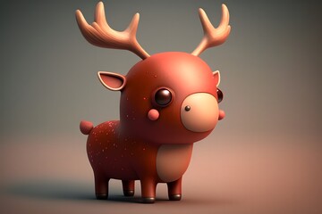 Obraz premium cute reindeer character created using AI Generative Technology