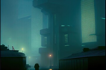 Cyberpunk city, foggy and gloomy - generative ai