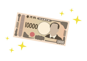 一万円札のイラスト　キラキラ