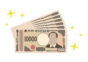 一万円札のイラスト　キラキラ