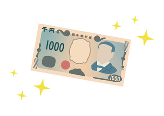 千円札のイラスト　キラキラ