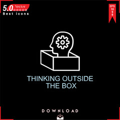 THINKING OUTSIDE THE BOX icon vector on black background. Simple, isolated, flat icons, icons, apps, logos, website design or mobile apps for business marketing management,
UI UX design Editable