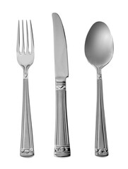 Fork, knife and spoon isolated. Kitchen silverwares. png transparent