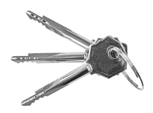 Three keys with ring isolated. Security objects. png transparent