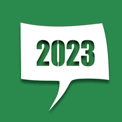 3D- image of a banner with carved numbers 2023