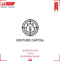 VENTURE CAPITAL icon vector on white background. Simple, isolated, flat icons, icons, apps, logos, website design or mobile apps for business marketing management,
UI UX design Editable stroke.EPS10