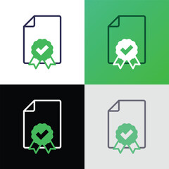 Document certified thin line icon. Diploma, certification, award, verified. Modern vector illustration.