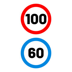 speed limit road sign in trendy flat design