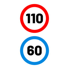speed limit road sign in trendy flat design