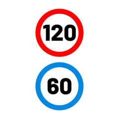 speed limit road sign in trendy flat design