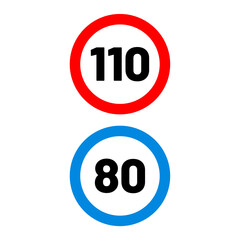 speed limit road sign in trendy flat design