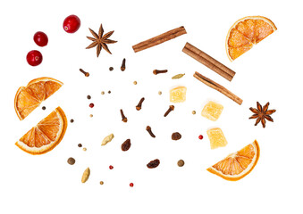 set of ingredients to Gluhwein isolated png
