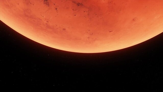 Concept 4-U1 View of the realistic planet mars with atmosphere and stars.