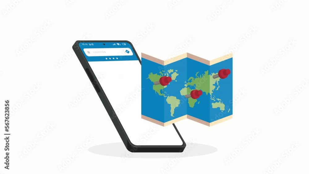 Poster smartphone with gps service app animation
