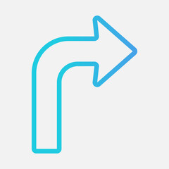 Turn right arrow icon vector illustration in gradient style, use for website mobile app presentation