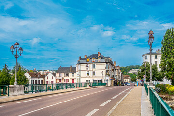 Sens, FRANCE - July 28, 2022: Street view of old village Sens in France
