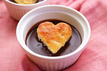 Delectable Dark Chocolate Mousse Decorated with Heart Shaped Chiffon Cake