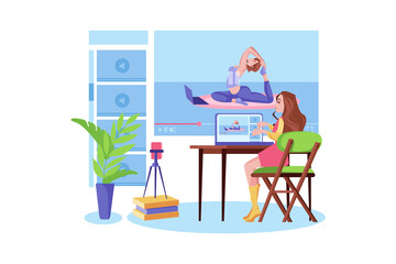Fototapeta premium Woman Watching Video On Laptop