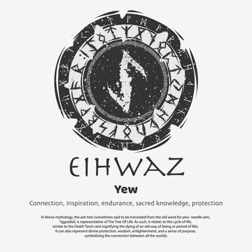 Viking Eihwaz rune dark circle shield