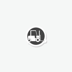 Forklift icon sticker isolated on gray background