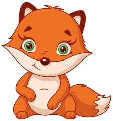 Cute Fox Cub Cartoon Illustration