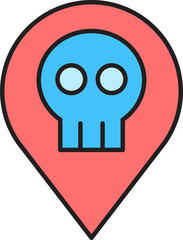 map pin and skull icon