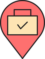 map pin and briefcase icon