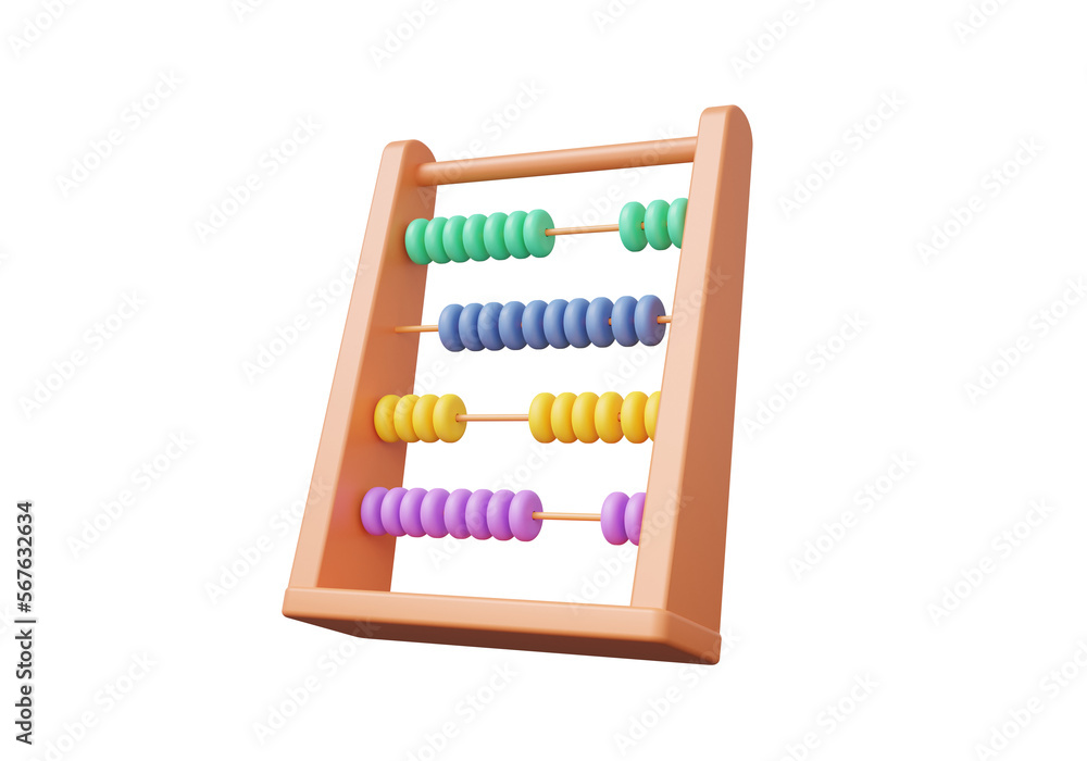 Aufkleber abacus colorful with symbols math, plus, minus, multiplication, on cream floating isolated, arithmet