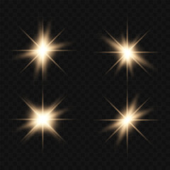 Line, star shiny golden light effect vector illustration