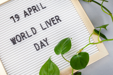 world liver day 19 April in lettering on notice board