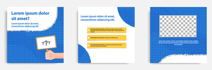 Social media carousel post banner layout for tips, did you know, podcast, motivation, self-development, product, service knowledge template. Torn paper design element and texture