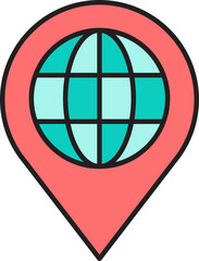 map pin and globe icon